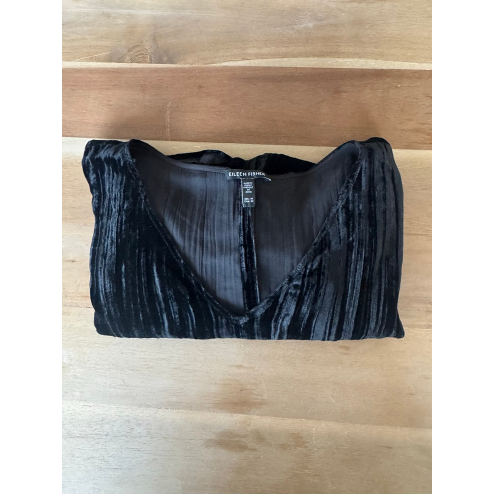 Eileen Fisher Black Velvet Short Sleeve V-Neck Tee Women's 3X - Picture 12 of 12